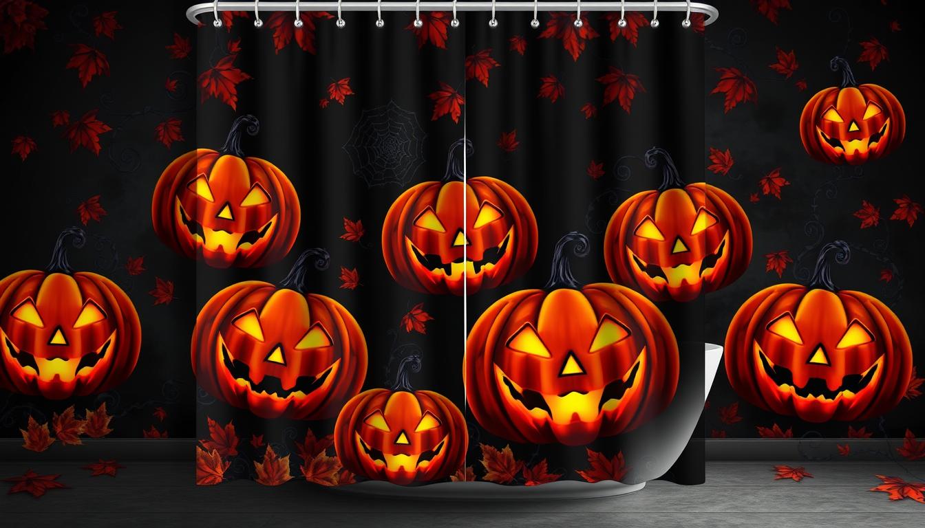 jack-o-lantern bathroom curtains